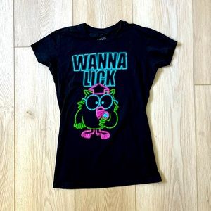 TNT Wanna Lick Tootsie Roll Pop Black Tshirt Size L